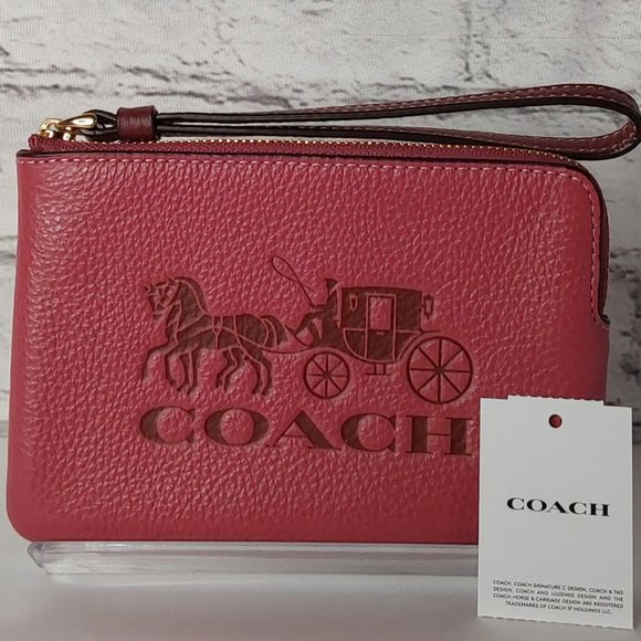 'COACH' PEBBLE-LEATHER SIGNATURE HORSE & CARRIAGE EMBOSSED WRISTLET BELLA~ROSAE - Picture 15 of 16